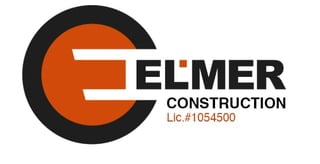 Elmer Construction logo with orange and black circular design, company name, and license number 1054500